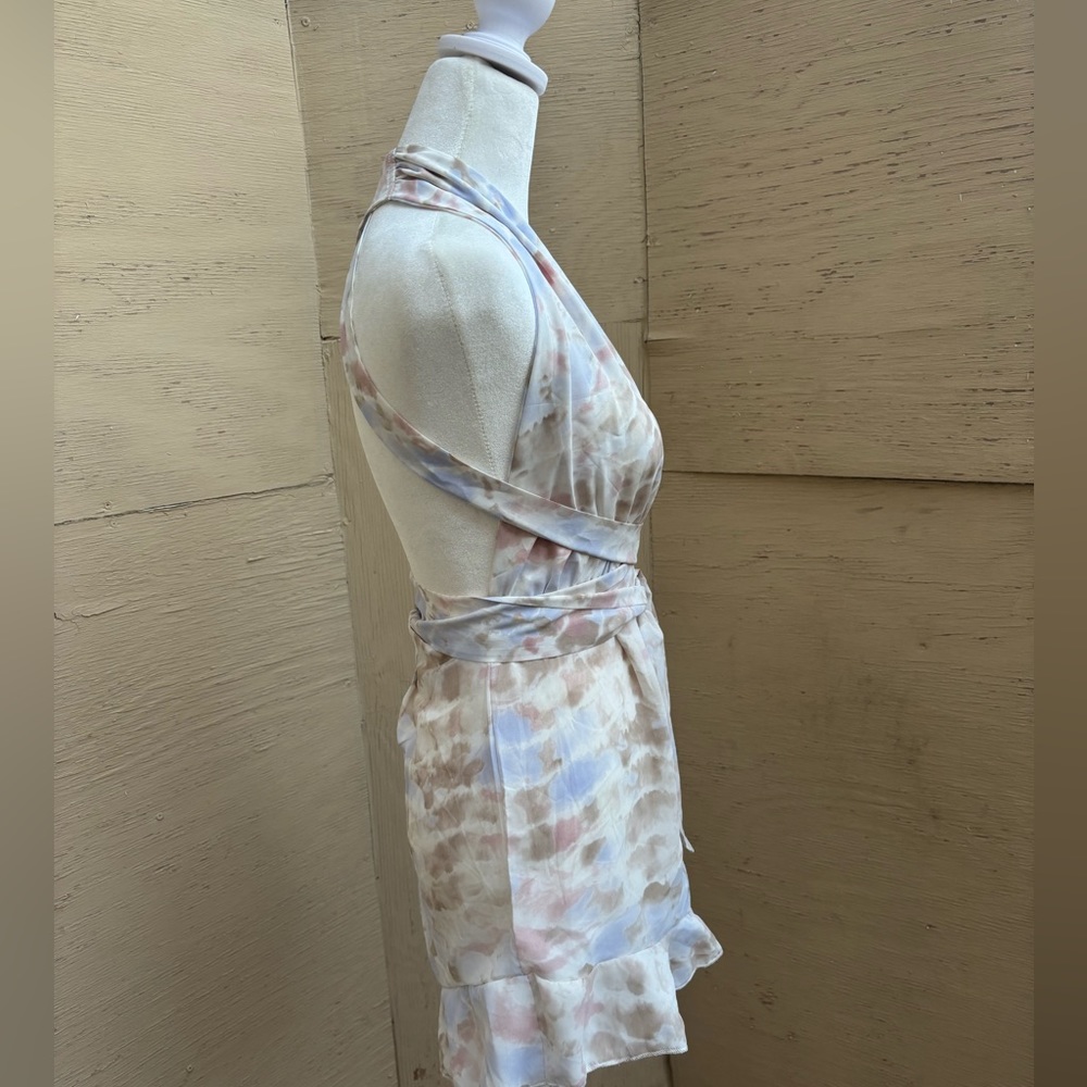 Gorgeous tie dye printed romper with open back ruffled hem.  Brand new! - Picture 2 of 6